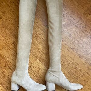 Valentino Garavani Cream Over-the-Knee Boots